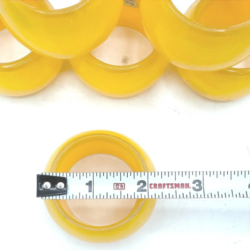 Set 6 Lucite Style Napkin Rings Translucent Yellow Retro by Kohl's Home Studio